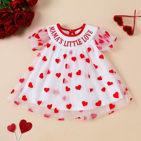 Toddler Baby Girl Valentines Dress My First Valentines Day Outfit Princess Heart Dresses Kids Dresses Casual Clothes in Saudi Arabia
