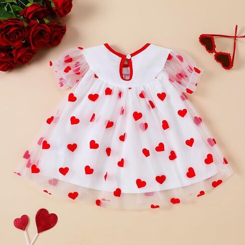 Toddler Baby Girl Valentines Dress My First Valentines Day Outfit Princess Heart Dresses Kids Dresses Casual Clothes in Saudi Arabia