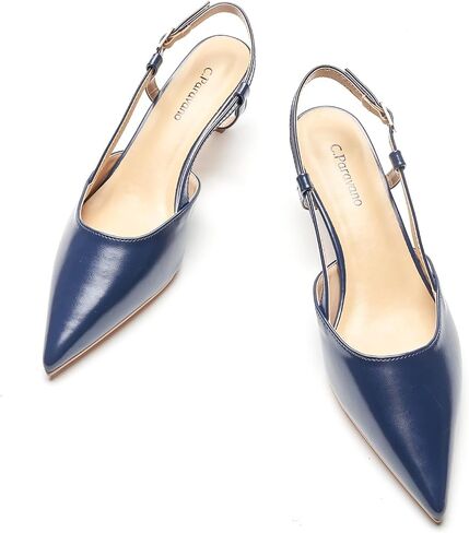 C.Paravano Slingback Enels للنساء المدببة بأصابع إصبع القدم الصنادل مدببة الكعب المطبوع قطرة هريرة على حذاء مضخات العمل in Saudi Arabia