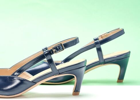 C.Paravano Slingback Enels للنساء المدببة بأصابع إصبع القدم الصنادل مدببة الكعب المطبوع قطرة هريرة على حذاء مضخات العمل in Saudi Arabia