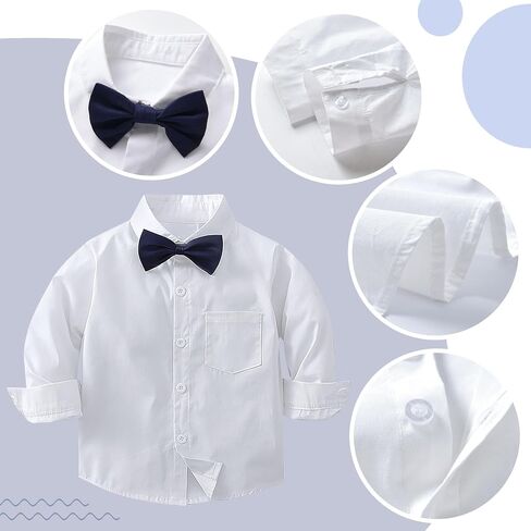 Baby Boys Gentleman Suits 4 PCS Kids Formal Wedding Tuxedo Outfits Long Sleeve Shirt with Bow Tie+Vest+Pants Set in Saudi Arabia