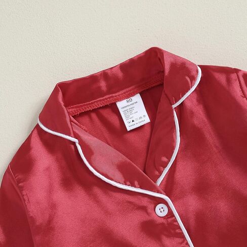 طفل فتاة صغيرة الحرير بيجاماس طفل طويل الأكمام الزر أسفل الساتان الحرير pjs sleepwear الملابس in Kuwait