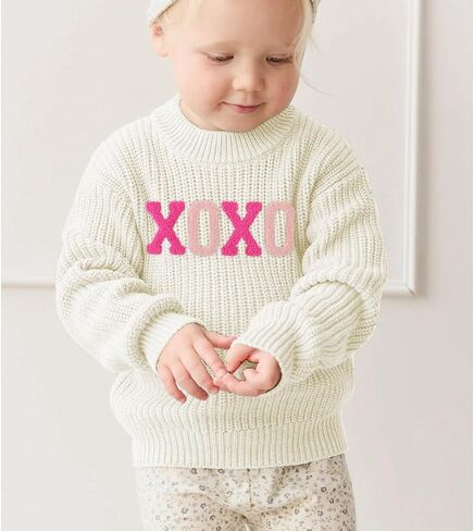 CM C & M Wodro Toddler Baby Girl Xoxo Sweater Sweater Kid Valentines متماسكة الأكمام طويلة الأكمام اللطيفة ملابس دافئة لطيفة 2-6 سنوات in Kuwait