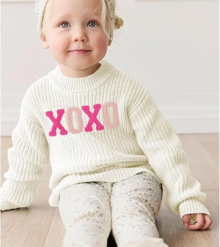 CM C & M Wodro Toddler Baby Girl Xoxo Sweater Sweater Kid Valentines متماسكة الأكمام طويلة الأكمام اللطيفة ملابس دافئة لطيفة 2-6 سنوات in Kuwait