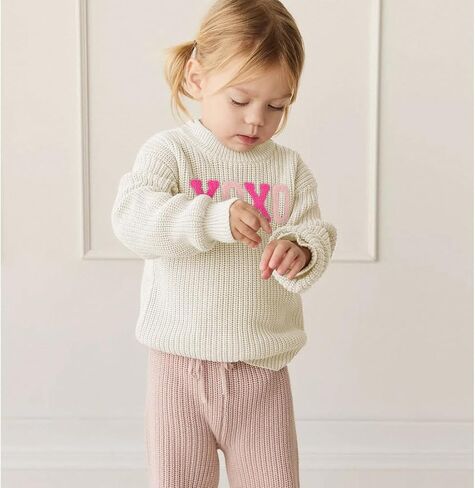 CM C & M Wodro Toddler Baby Girl Xoxo Sweater Sweater Kid Valentines متماسكة الأكمام طويلة الأكمام اللطيفة ملابس دافئة لطيفة 2-6 سنوات in Kuwait