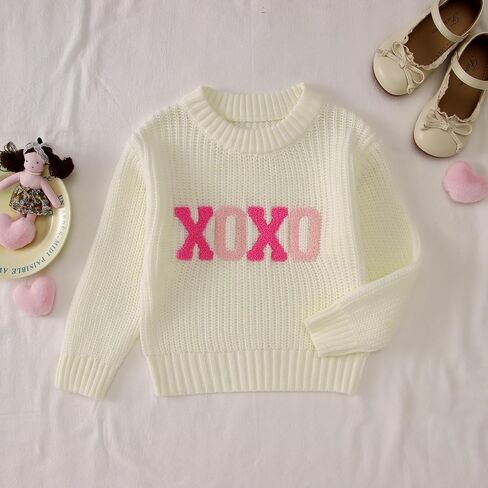CM C & M Wodro Toddler Baby Girl Xoxo Sweater Sweater Kid Valentines متماسكة الأكمام طويلة الأكمام اللطيفة ملابس دافئة لطيفة 2-6 سنوات in Kuwait