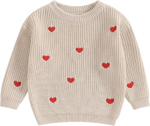 Newborn Baby Girl Valentines Sweater Heart Embroidery Long Sleeve Knitted Pullovers Cute Fall Winter Clothes in Saudi Arabia