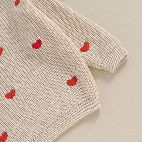 Newborn Baby Girl Valentines Sweater Heart Embroidery Long Sleeve Knitted Pullovers Cute Fall Winter Clothes in Saudi Arabia