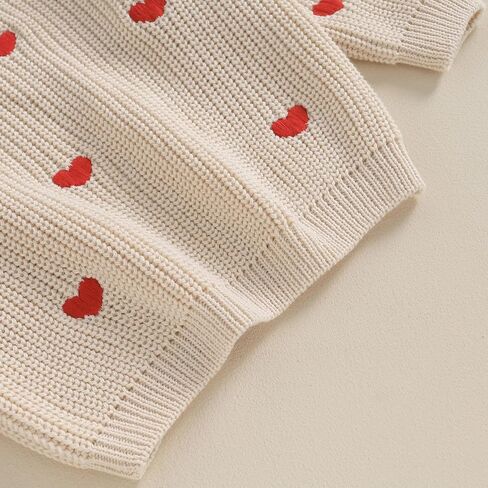 Newborn Baby Girl Valentines Sweater Heart Embroidery Long Sleeve Knitted Pullovers Cute Fall Winter Clothes in Saudi Arabia