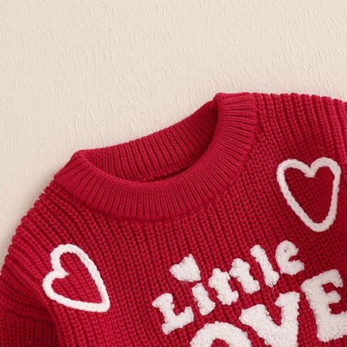 Toddler Baby Girl Valentines Day Outfit Little Love Heart Knit Sweater Long Sleeve Crewneck Pullover Fall Cute Top in Saudi Arabia