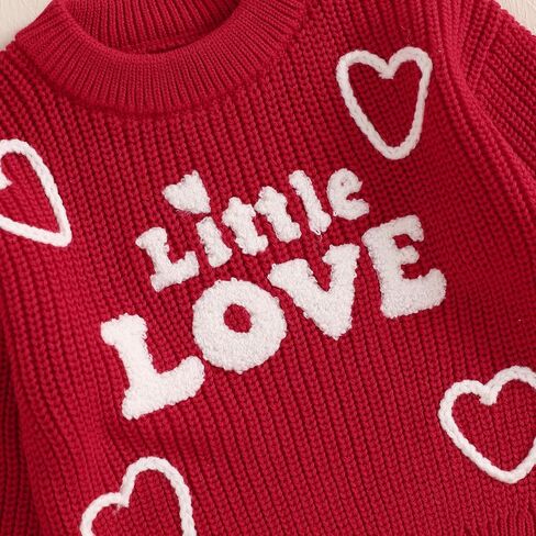 Toddler Baby Girl Valentines Day Outfit Little Love Heart Knit Sweater Long Sleeve Crewneck Pullover Fall Cute Top in Saudi Arabia