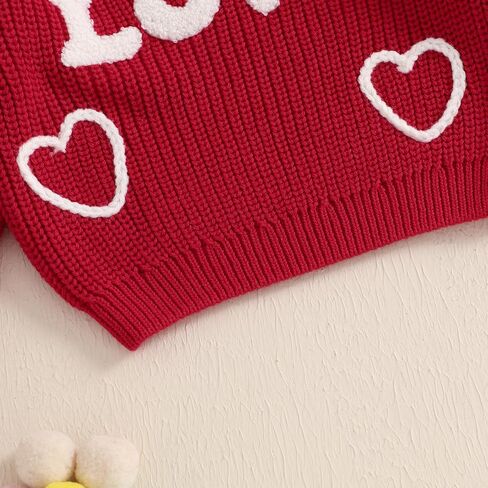 Toddler Baby Girl Valentines Day Outfit Little Love Heart Knit Sweater Long Sleeve Crewneck Pullover Fall Cute Top in Saudi Arabia