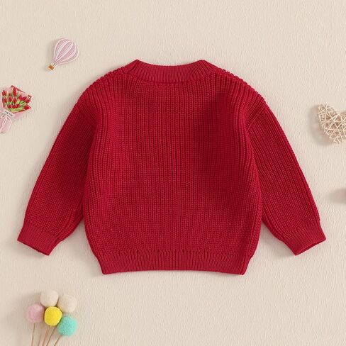 Toddler Baby Girl Valentines Day Outfit Little Love Heart Knit Sweater Long Sleeve Crewneck Pullover Fall Cute Top in Saudi Arabia