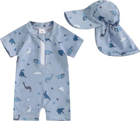 Baby Boy Girl Swimsuit One Piece Short Sleeve Rash Guard Zipper Swimwear Toddler Bathing Suit Infant Beach Outfits in Saudi Arabia