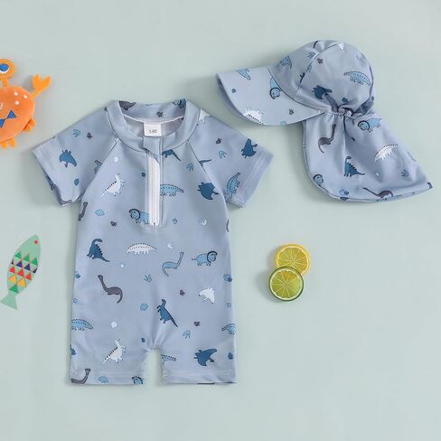 Baby Boy Girl Swimsuit One Piece Short Sleeve Rash Guard Zipper Swimwear Toddler Bathing Suit Infant Beach Outfits in Saudi Arabia