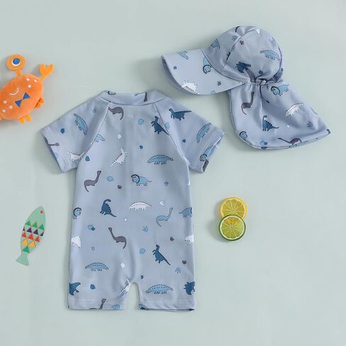 Baby Boy Girl Swimsuit One Piece Short Sleeve Rash Guard Zipper Swimwear Toddler Bathing Suit Infant Beach Outfits in Saudi Arabia