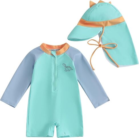 Baby Boy Girl Swimsuit One Piece Short Sleeve Rash Guard Zipper Swimwear Toddler Bathing Suit Infant Beach Outfits in Saudi Arabia