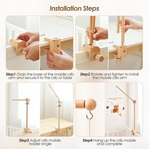 طفل سرير الجوال الذراع | ذراع متنقلة خشبية ل Crib Mobile Hanger | 360 درجة قابلة للتعديل 2 طرق التثبيت شماعات الهاتف المحمول ل crib | حامل الهاتف المحمول لديكور حضانة الأطفال in Saudi Arabia