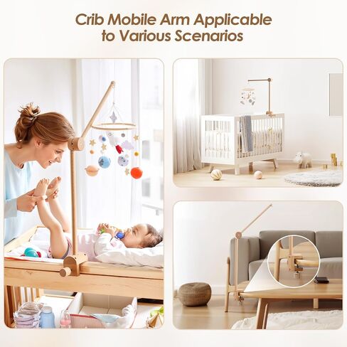 طفل سرير الجوال الذراع | ذراع متنقلة خشبية ل Crib Mobile Hanger | 360 درجة قابلة للتعديل 2 طرق التثبيت شماعات الهاتف المحمول ل crib | حامل الهاتف المحمول لديكور حضانة الأطفال in Saudi Arabia