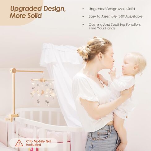 طفل سرير الجوال الذراع | ذراع متنقلة خشبية ل Crib Mobile Hanger | 360 درجة قابلة للتعديل 2 طرق التثبيت شماعات الهاتف المحمول ل crib | حامل الهاتف المحمول لديكور حضانة الأطفال in Saudi Arabia