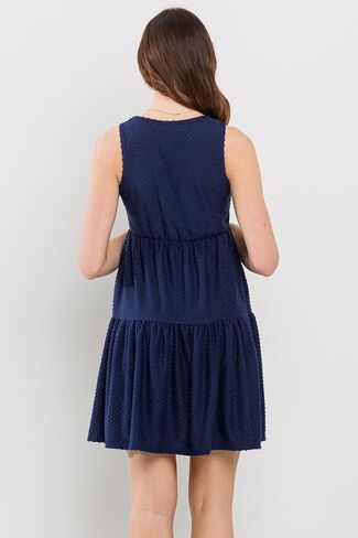 LaClef Womens Sleeveless Empire Waist Maternity Dot Dress with Pockets in Saudi Arabia