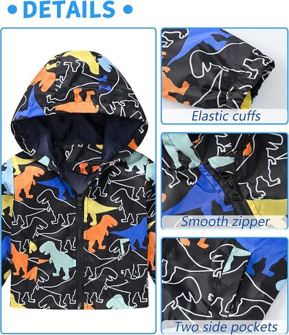 Happy Cherry Toddler Baby Casual Cartoon Prints Windbreaker Hoodie Coat Lightweight Casual Jacket 1-5T in Kuwait