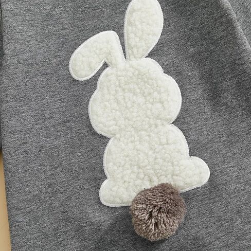 Easter Baby Boy Girl Outfit Embroidery Bunny Rompers Bunny Tail Jumpsuit Unisex Newborn Infant Easter Clothes in Kuwait
