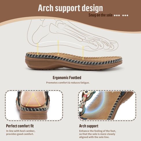 Littleplum Women Sandals Arch Support Handmade Bohemian Braided Flat Sandals Comfort Walking Beach Ankle Elastic Summer Shoes in Kuwait
