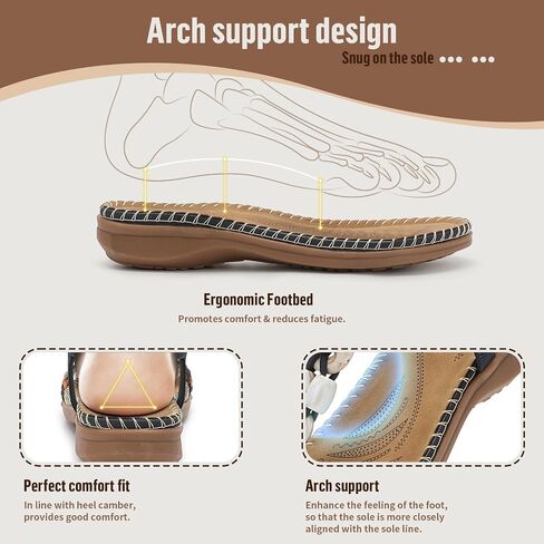 Littleplum Women Sandals Arch Support Handmade Bohemian Braided Flat Sandals Comfort Walking Beach Ankle Elastic Summer Shoes in Kuwait