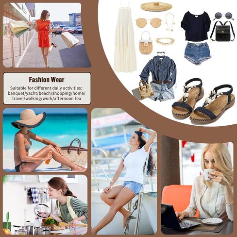 Littleplum Women Sandals Arch Support Handmade Bohemian Braided Flat Sandals Comfort Walking Beach Ankle Elastic Summer Shoes in Kuwait