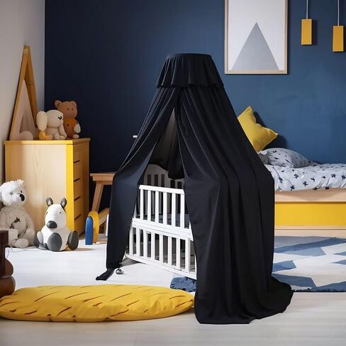 غطاء أسود سرير للعب حزمة n ، ومظلة شباك سرير الأطفال للتنفس لإبقاء الطفل في خيمة سرير التعتيم وشبكة البعوض للداخلية أو في الهواء الطلق (عقد عصا غير متضمنة) in Saudi Arabia