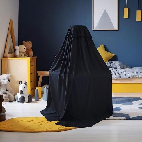 غطاء أسود سرير للعب حزمة n ، ومظلة شباك سرير الأطفال للتنفس لإبقاء الطفل في خيمة سرير التعتيم وشبكة البعوض للداخلية أو في الهواء الطلق (عقد عصا غير متضمنة) in Saudi Arabia