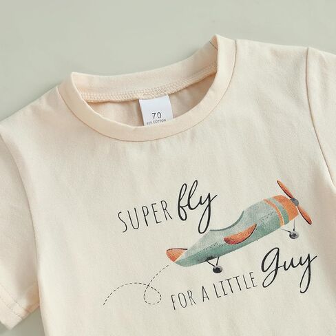 Kupretty Baby Boy Clothes Toddler Summer Funny Letter Graphic T-Shirt Shirts + Pockets Shorts Set Vintage Farm Outfit in Kuwait