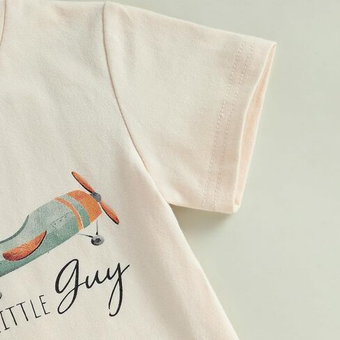 Kupretty Baby Boy Clothes Toddler Summer Funny Letter Graphic T-Shirt Shirts + Pockets Shorts Set Vintage Farm Outfit in Kuwait