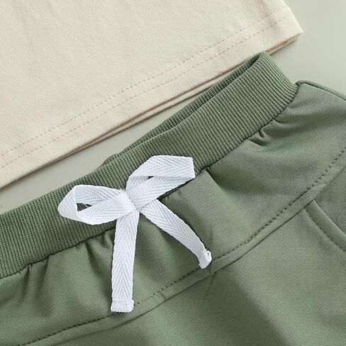 Kupretty Baby Boy Clothes Toddler Summer Funny Letter Graphic T-Shirt Shirts + Pockets Shorts Set Vintage Farm Outfit in Kuwait