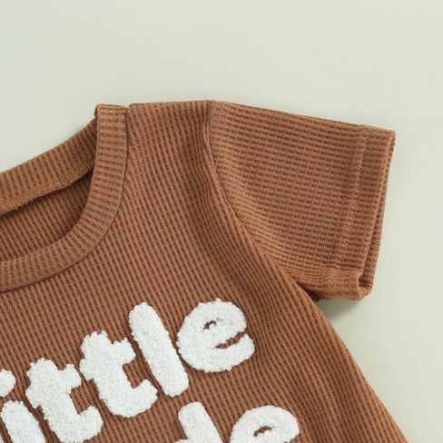 Toddler Baby Boy Summer Clothes Embroidered Waffle Short Sleeve T-Shirts Elastic Shorts Newborn Infant Boy Outfits in Kuwait