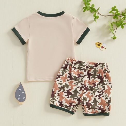 Toddler Baby Boy Summer Clothes Duck Print Short Sleeves T-Shirt Elastic Camouflage Shorts 2 Piece Outfit in Kuwait