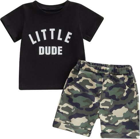 Toddler Baby Boy Summer Clothes Tops Camouflage Shorts 2Pcs Outfits | 12-18 Months,18-24 Months,2T 3T 4T 5T 6T,Kids,Letter Print,Short Sleeve,Boys Clothing in Saudi Arabia