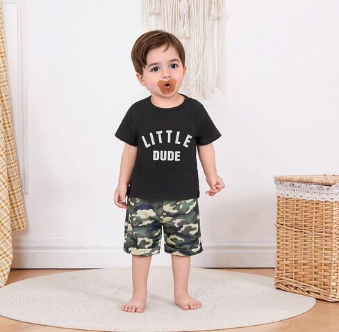 Toddler Baby Boy Summer Clothes Tops Camouflage Shorts 2Pcs Outfits | 12-18 Months,18-24 Months,2T 3T 4T 5T 6T,Kids,Letter Print,Short Sleeve,Boys Clothing in Saudi Arabia
