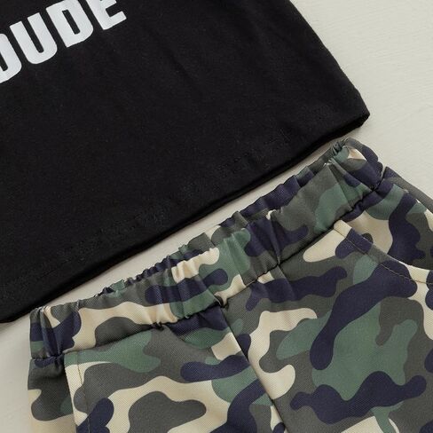 Toddler Baby Boy Summer Clothes Tops Camouflage Shorts 2Pcs Outfits | 12-18 Months,18-24 Months,2T 3T 4T 5T 6T,Kids,Letter Print,Short Sleeve,Boys Clothing in Saudi Arabia