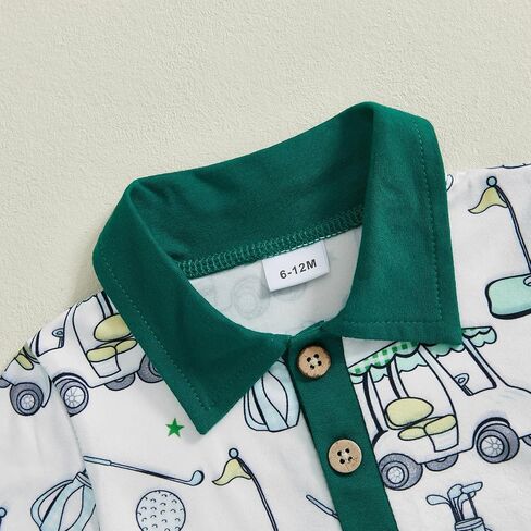 Toddler Baby Boy Golf Outfit Short Sleeve Golf Cart Polo T Shirts Top and Shorts Set 2Pcs Golf Theme Summer Clothes in Kuwait