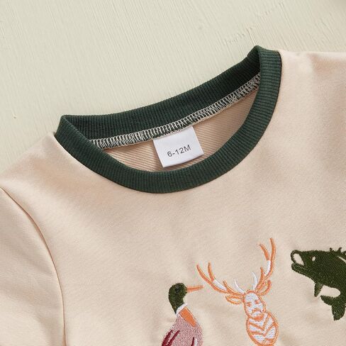 Toddler Baby Boy Summer Clothes Retro Embroidery Duck Hunting Shirts T-Shirt + Elastic Camouflage Shorts Set in Kuwait