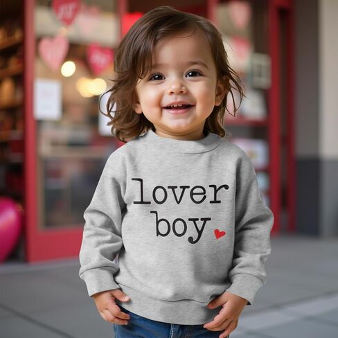 IZYJOY Toddler Baby Boy Valentine's Day Sweatshirt Boys Lover Heart Long Sleeve Shirts Crewneck Pullover Top in Kuwait