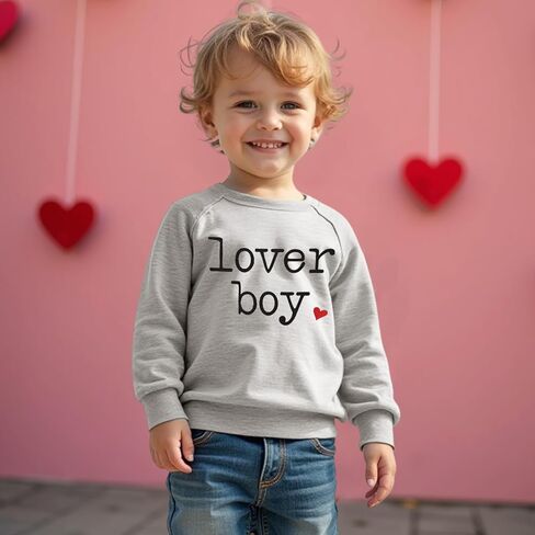 IZYJOY Toddler Baby Boy Valentine's Day Sweatshirt Boys Lover Heart Long Sleeve Shirts Crewneck Pullover Top in Kuwait