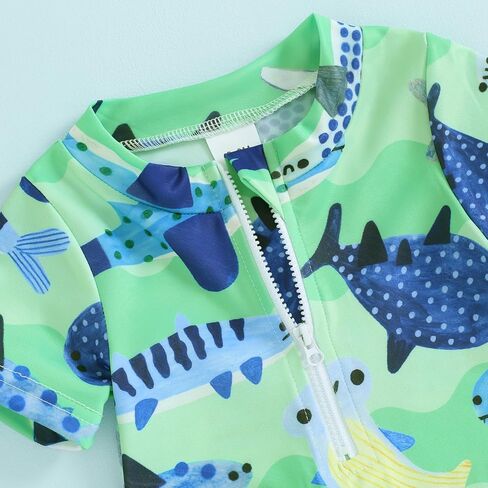 Toddler Boys Swimsuit Infant Sun Protection Rash Guard Wetsuit Zipper One Piece Short Sleeve Beach Bathing Suits in Saudi Arabia