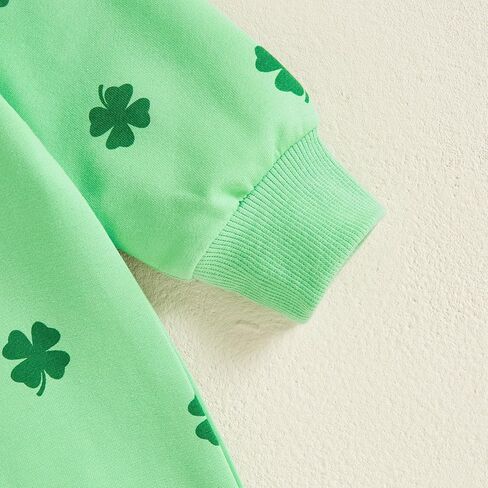 Muasaaluxi Newborn Baby Girl Boy St Patricks Day Outfit Four Leaf Clover Romper Long Sleeve Bodysuit Jumpsuit 0-18M in Saudi Arabia
