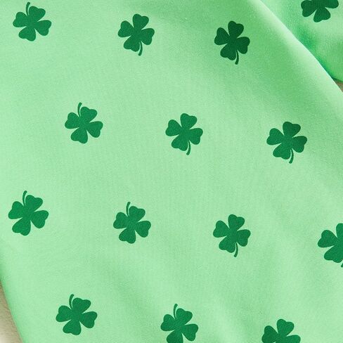 Muasaaluxi Newborn Baby Girl Boy St Patricks Day Outfit Four Leaf Clover Romper Long Sleeve Bodysuit Jumpsuit 0-18M in Saudi Arabia