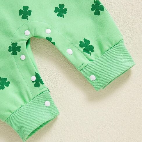 Muasaaluxi Newborn Baby Girl Boy St Patricks Day Outfit Four Leaf Clover Romper Long Sleeve Bodysuit Jumpsuit 0-18M in Saudi Arabia