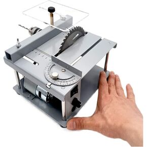 Mini Table Saw for Crafts, 0-5000 RPM Stepless Speed Control, 150W Small Hobby Table Saw 4-Inch Blade for Model Making, DIY Projects, Wood, Plastic, PCB, Precision Cutting/Sanding/Drilling