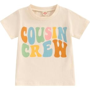 Sibling Matching Outfits for Kids Little Girl Boy Short Sleeve Cousin Crew Shirt Colorful Print Summer Clothes